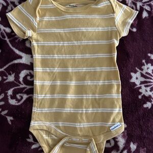 Gerber Yellow and White Striped Bodysuit Soft Cotton